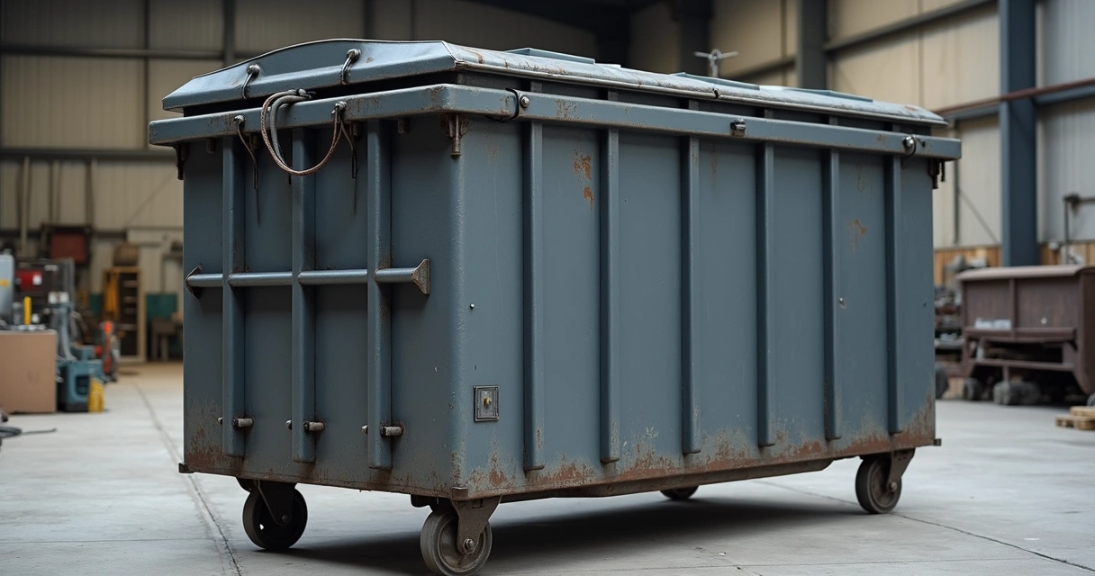 Container metálico para lixo em área industrial