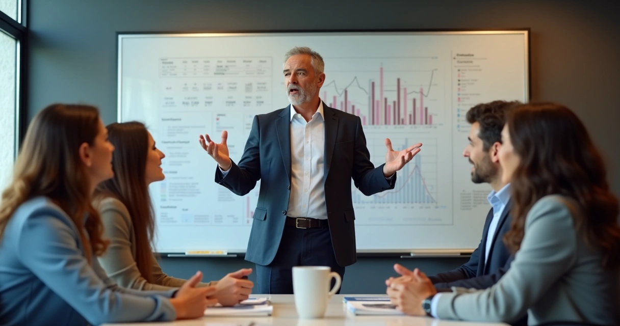 Palestrante contando história para equipe de vendas 