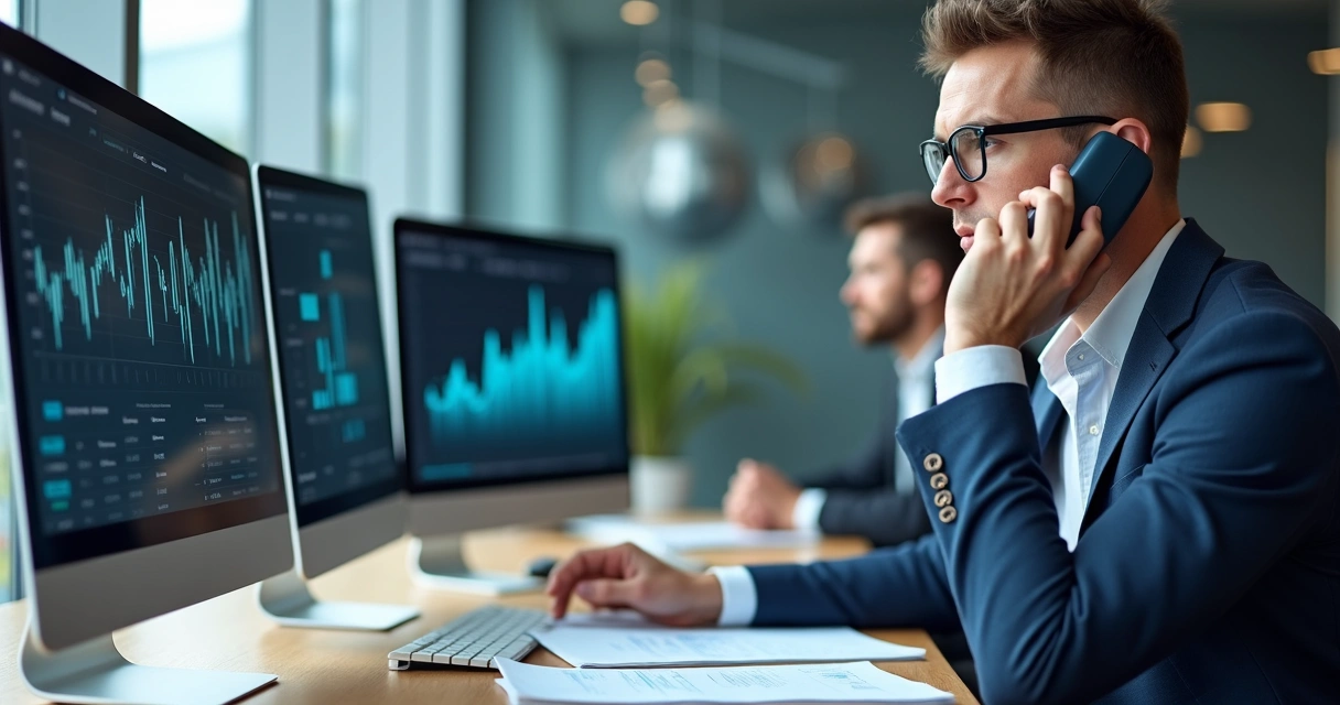Profissional de vendas em BPO financeiro conversando ao telefone