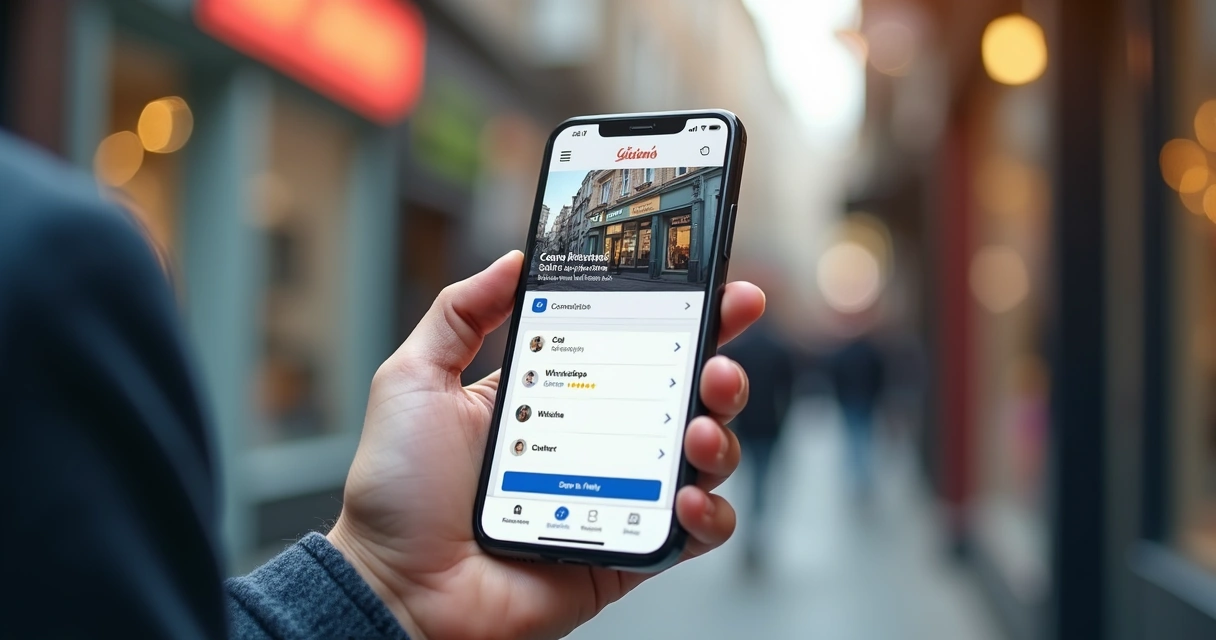 Celular mostrando botão de contato rápido para loja