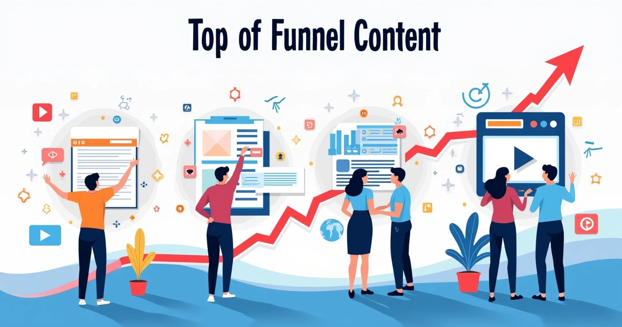 Infographic showing types of content for top of funnel