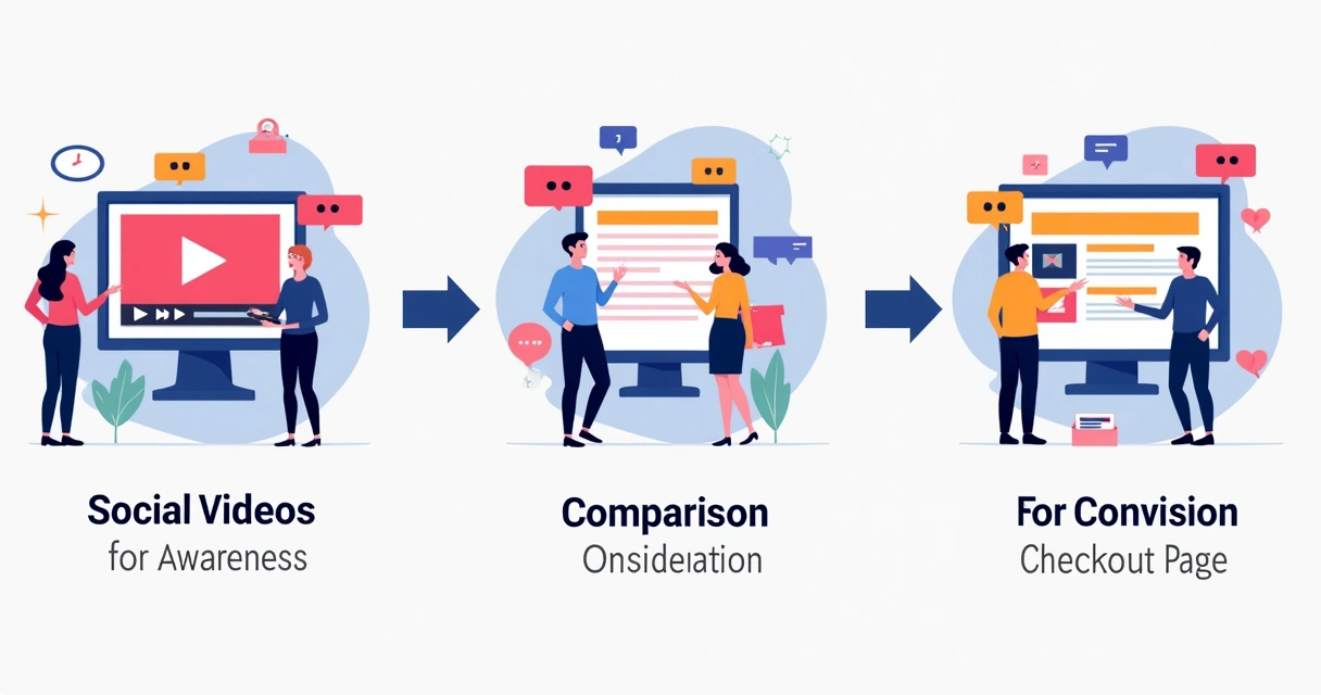 Different content types for sales funnel stages