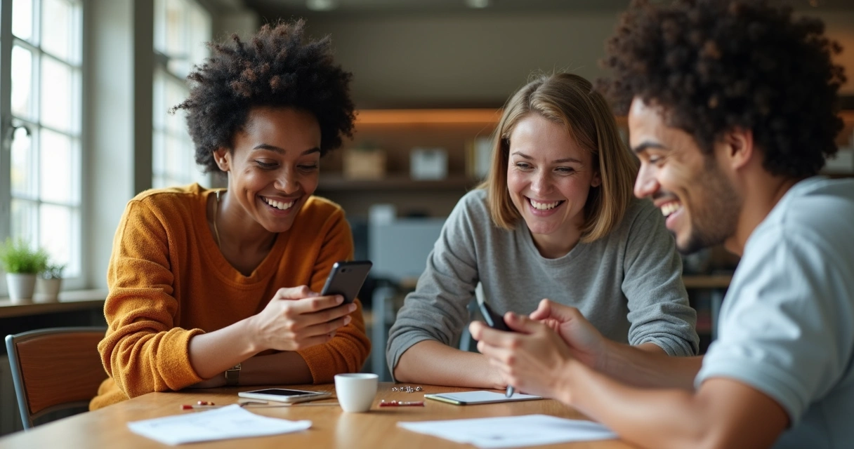 Equipe fotografando produtos em ambiente informal 