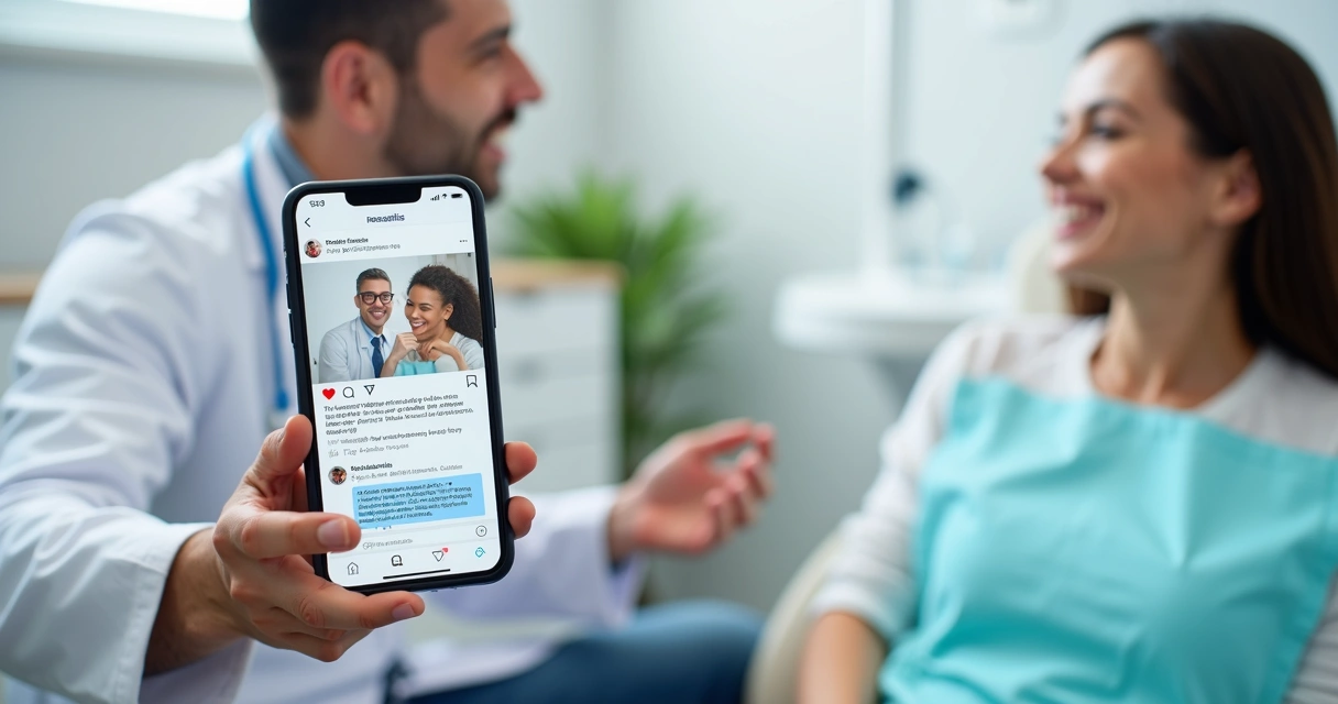 Depoimento de paciente e conteúdo educativo sobre saúde bucal em perfil social de clínica 