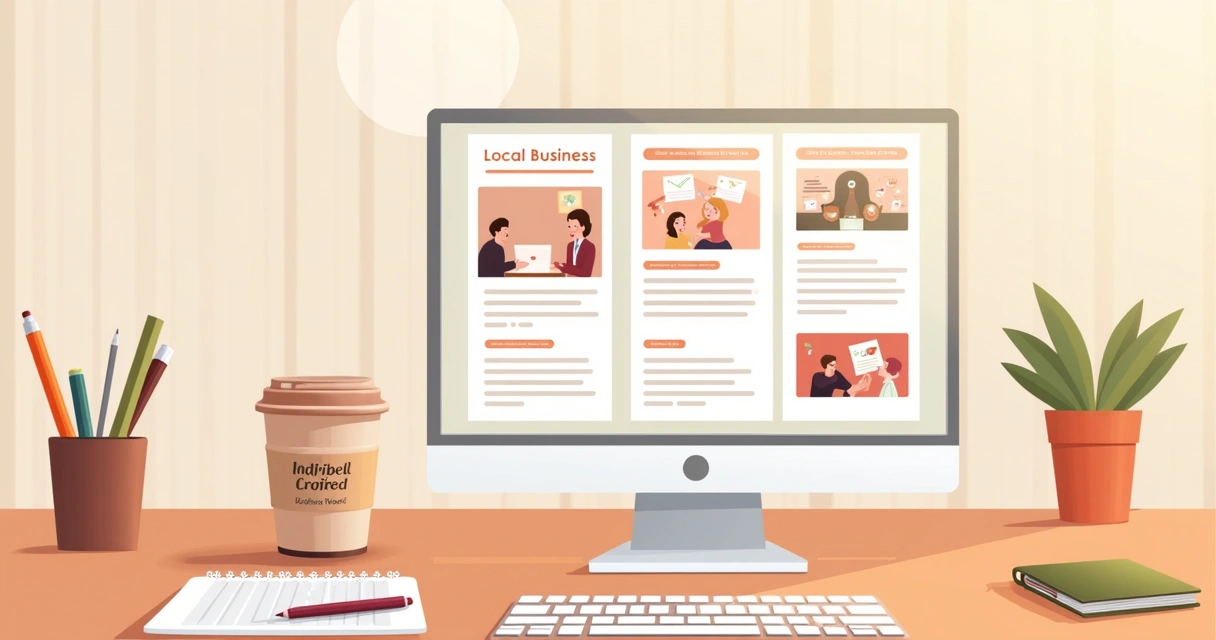 Blog de empresa local exibido na tela do computador 