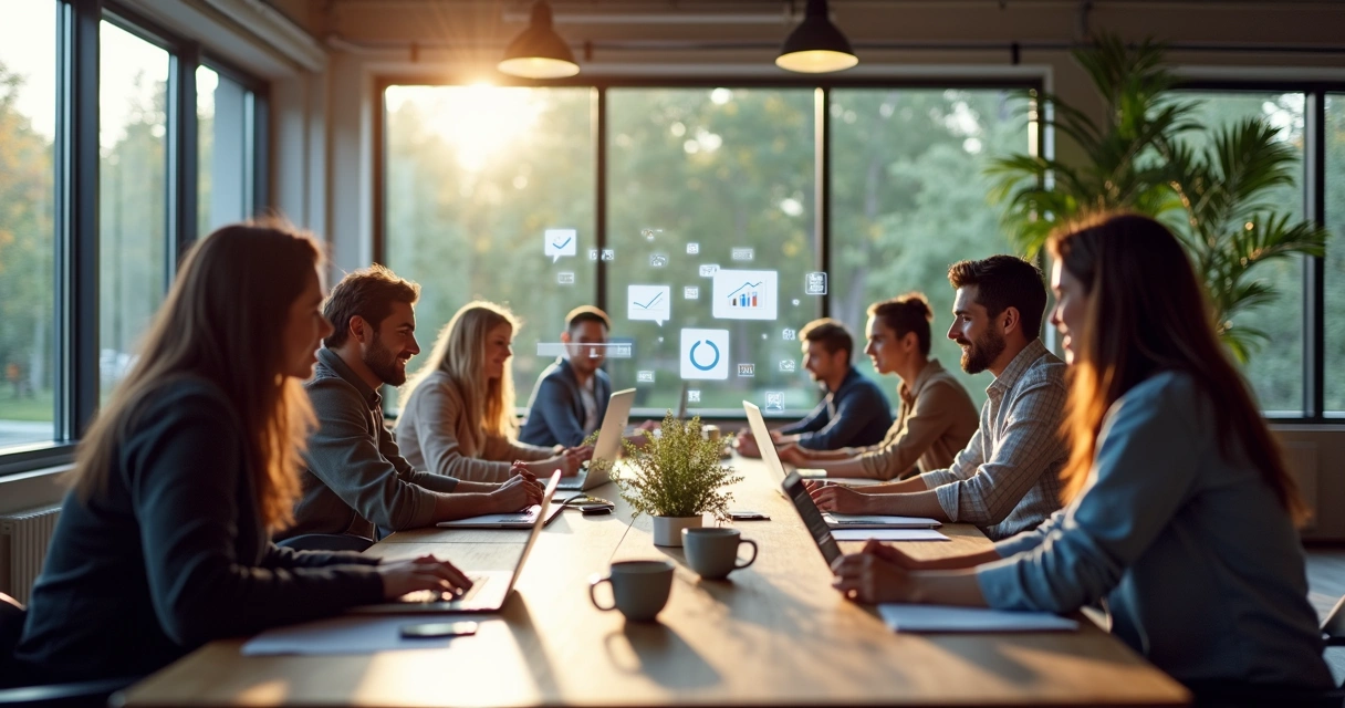 Time reunido planejando conteúdo digital 