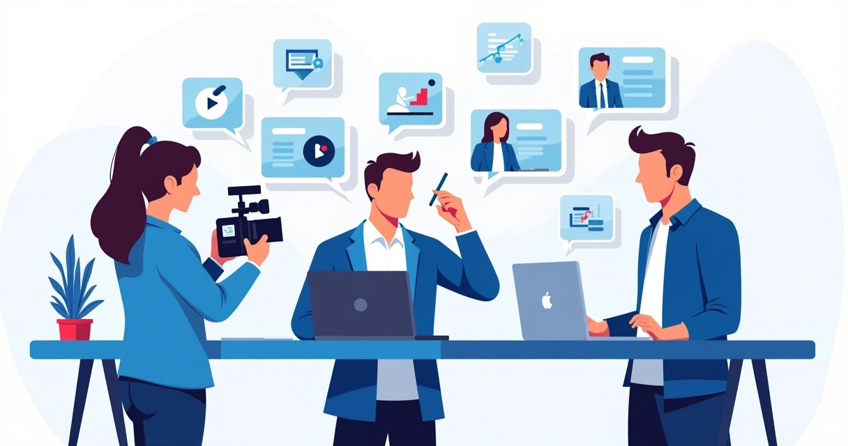 Equipe produzindo conteúdo digital para pré-campanha