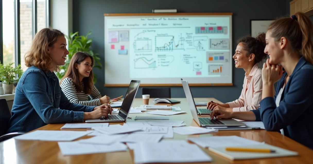 Equipe criando conteúdos educativos para captar leads 