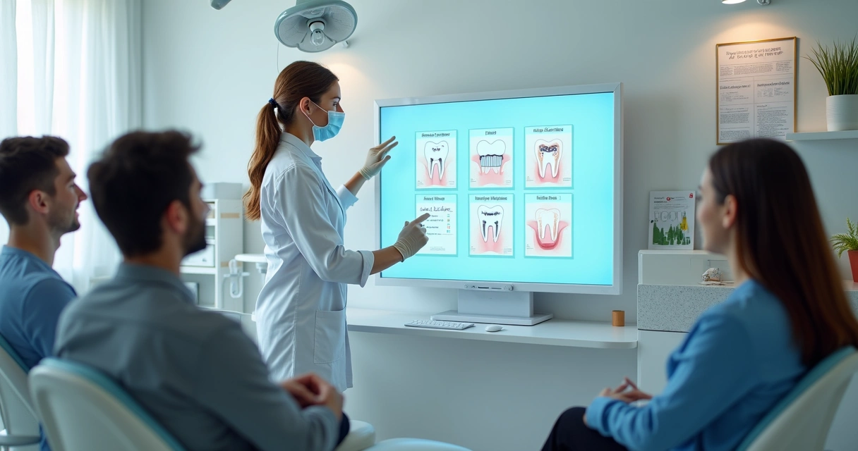 Dentista explica o que é clareamento em quadro branco digital 
