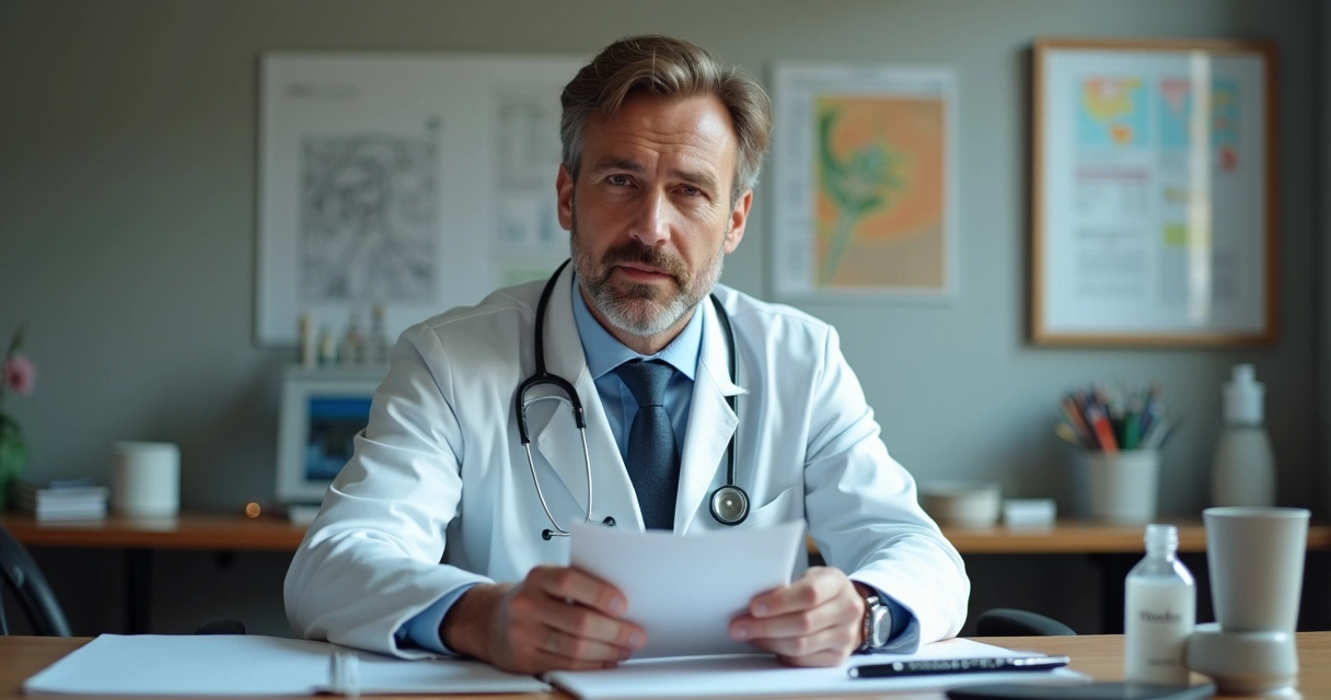 Médico grava vídeo educativo para redes sociais com objetos de branding 