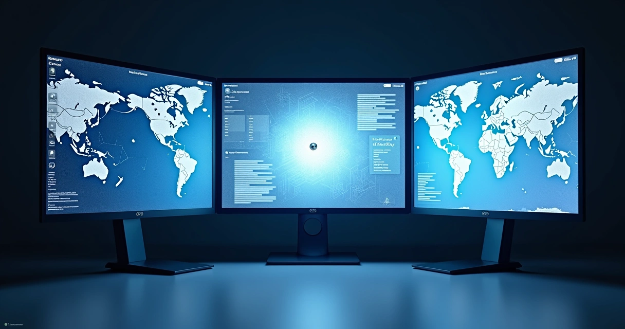 Tela de computador mostrando painel dividido entre estratégias SEO, AEO e GEO em contexto digital 