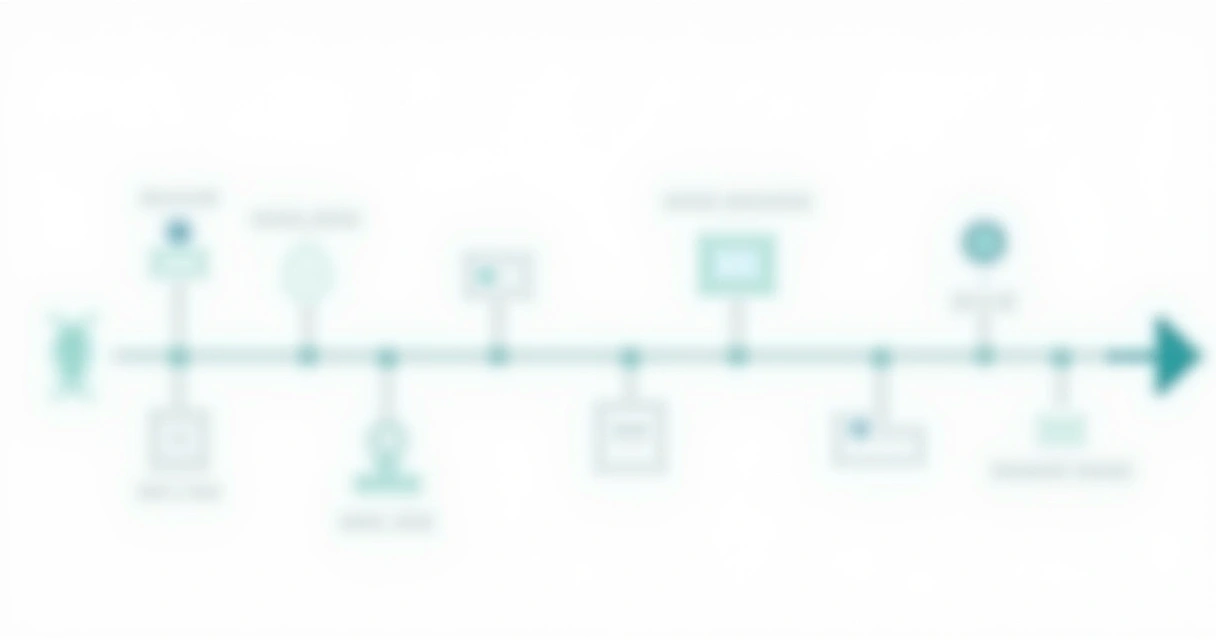 Linha do tempo representando as etapas da jornada do cliente, com ícones de conteúdo 