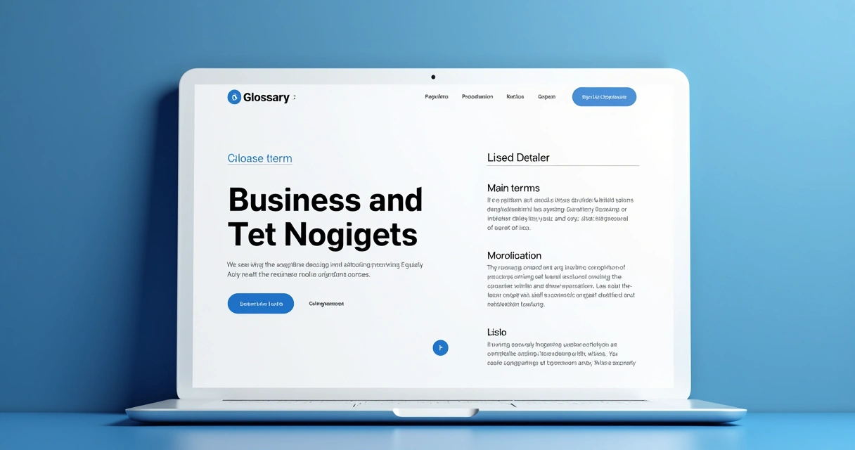 Página digital mostra glossário de termos em interface limpa 