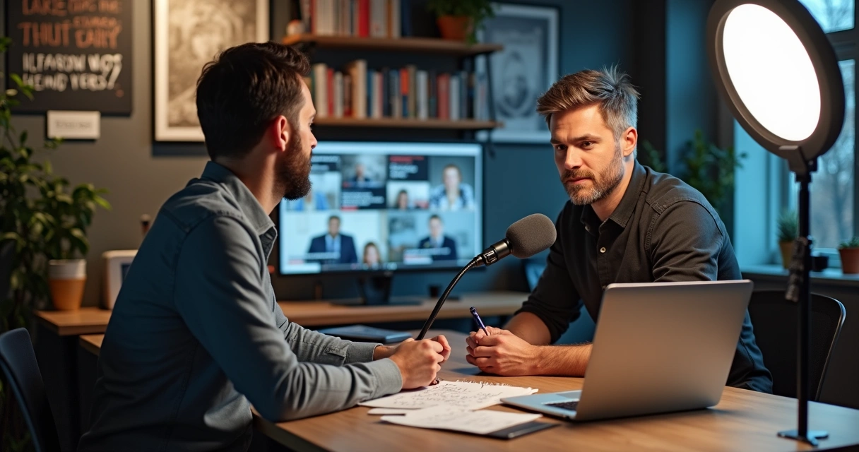 Mentor gravando vídeo para área de membros online 