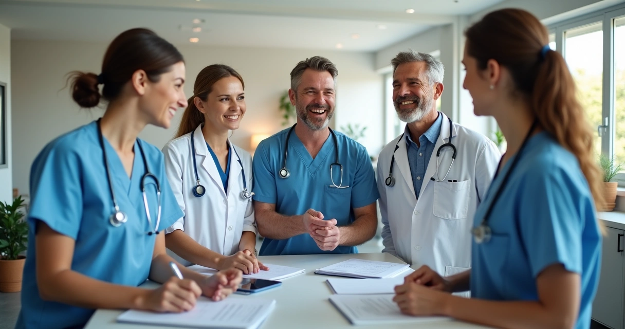 Equipe médica celebrando resultado positivo 
