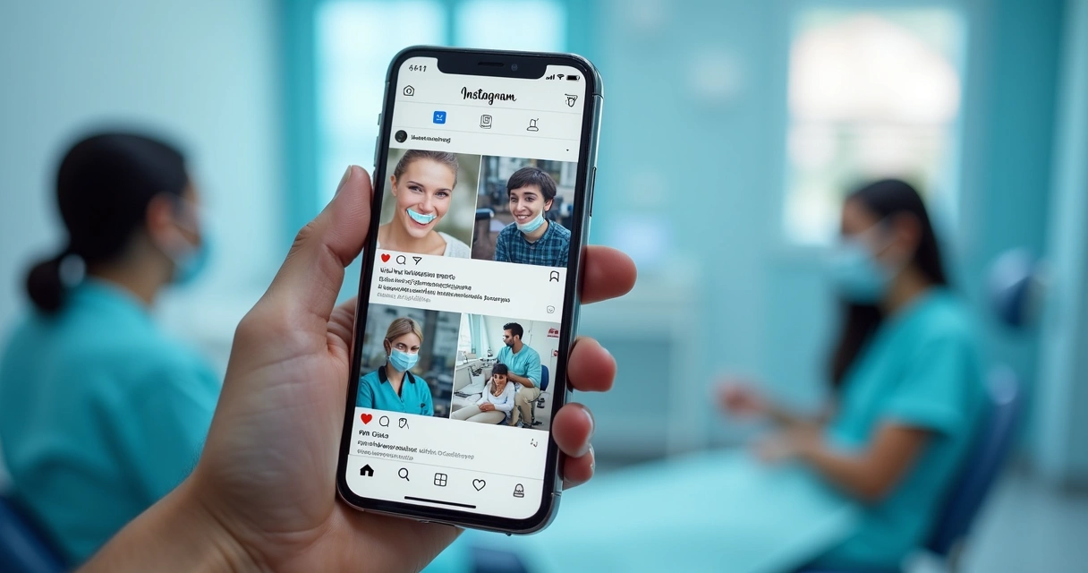 Feed do Instagram com posts educativos de clínica odontológica 