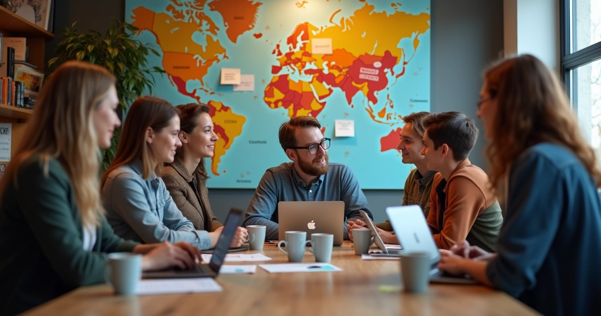 Equipe criando conteúdo sobre bairro local 