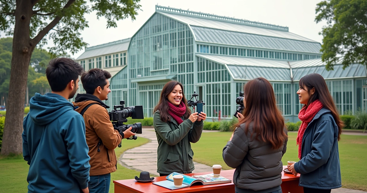 Equipe produzindo vídeo em local famoso de Curitiba 
