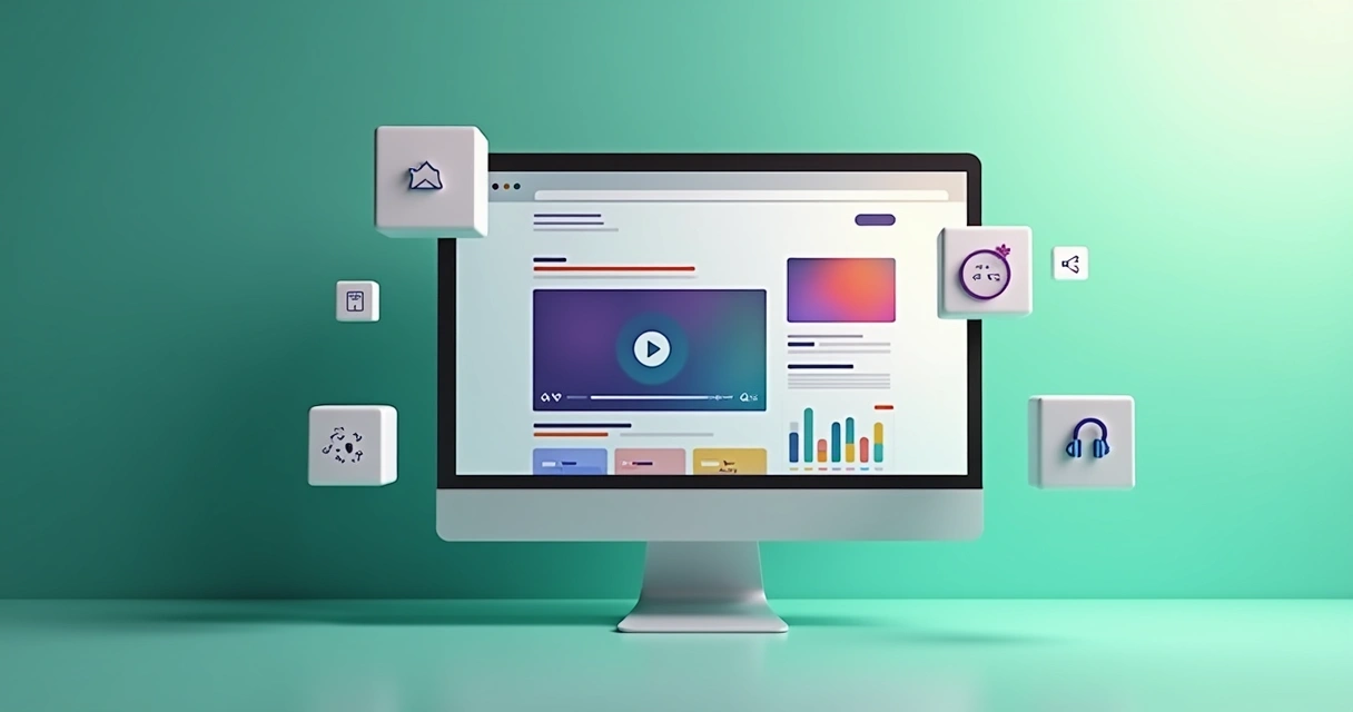 Página de site exibindo artigos, vídeo e infográfico