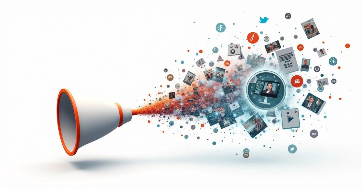 Exemplo de formatos variados de conteúdo distribuídos em um funil 