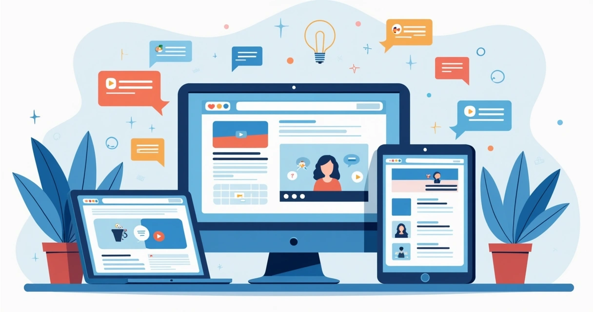 Exemplo de conteúdos diversos em diferentes telas digitais