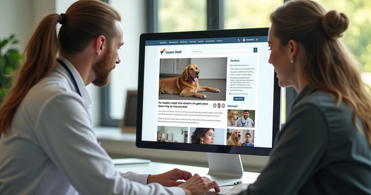 Blog de clínica veterinária em computador 