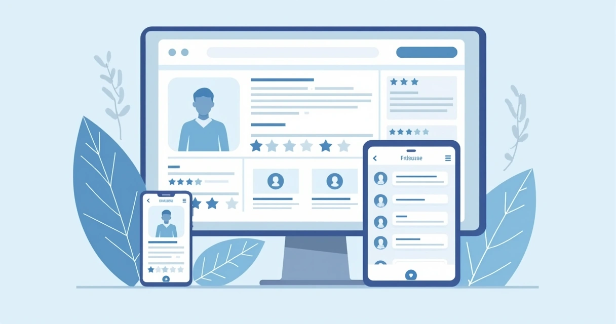 Página de ecommerce com textos, imagens e avaliações de clientes 