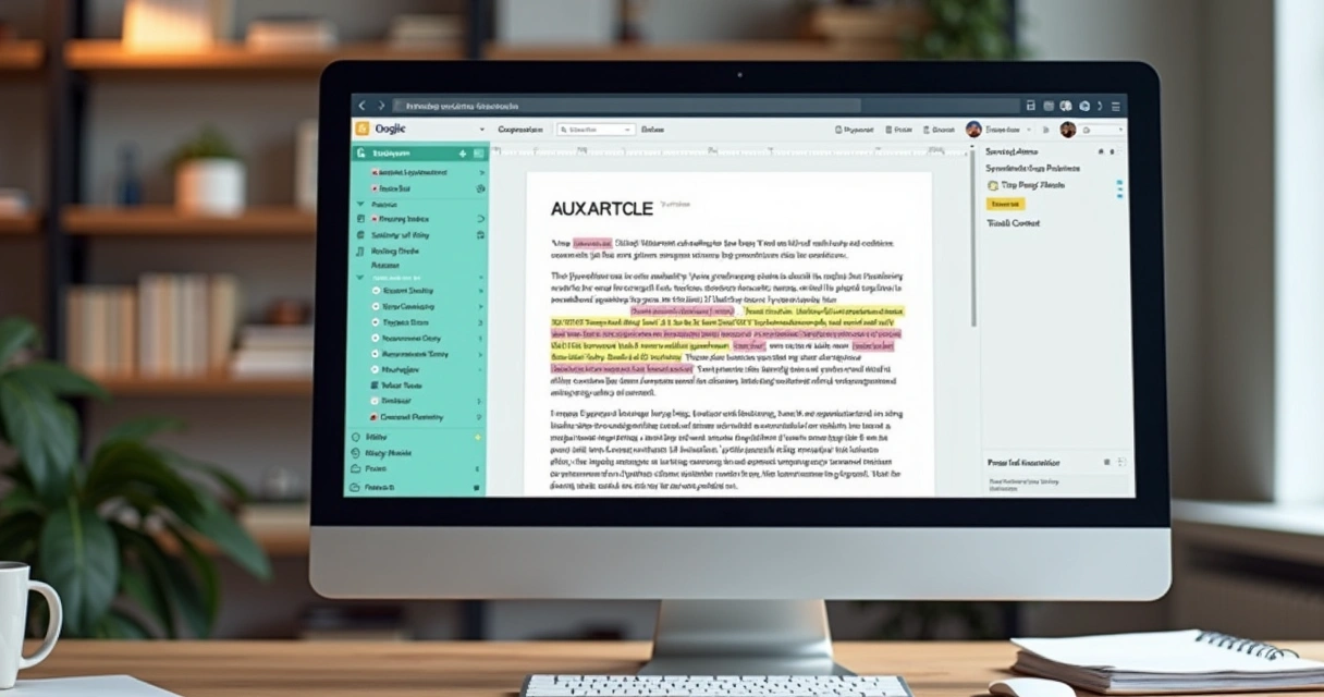 Tela de computador exibindo post de blog com destaque para palavras-chave 