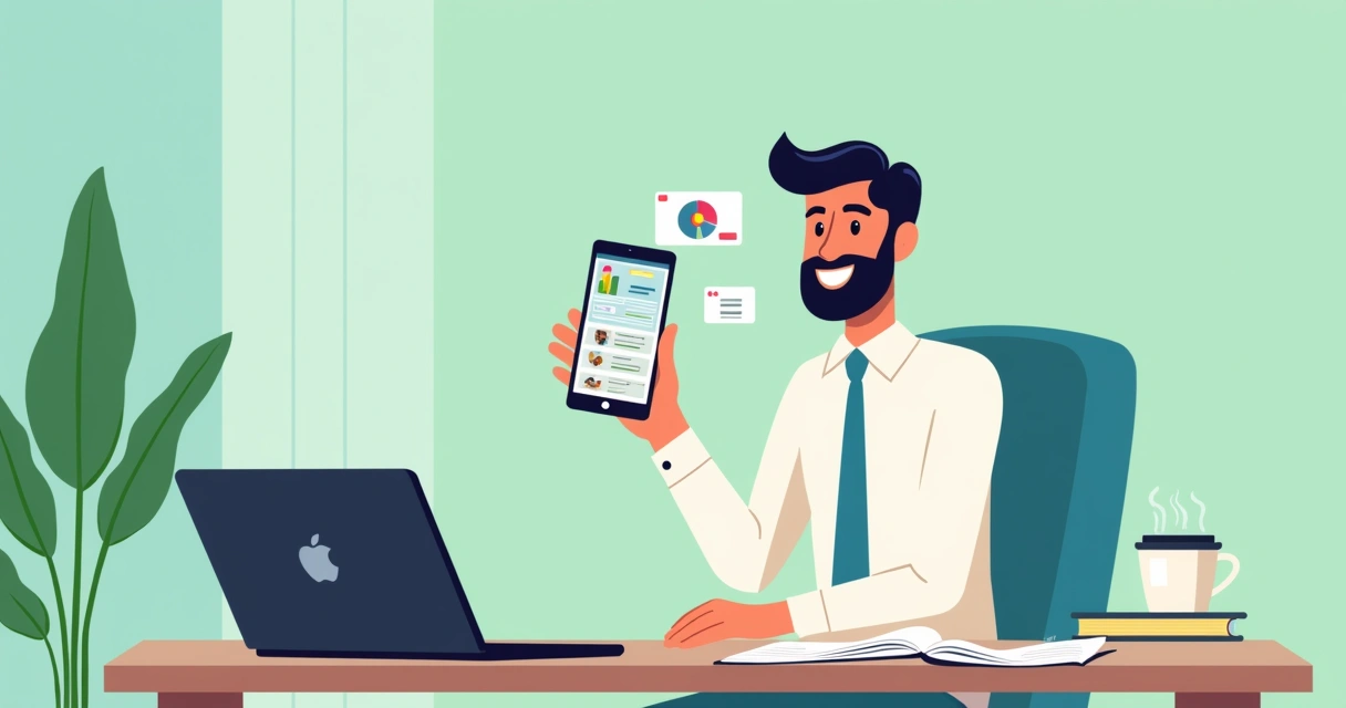 Pessoa lendo mensagens de WhatsApp com gráficos e vídeos curtos na tela 