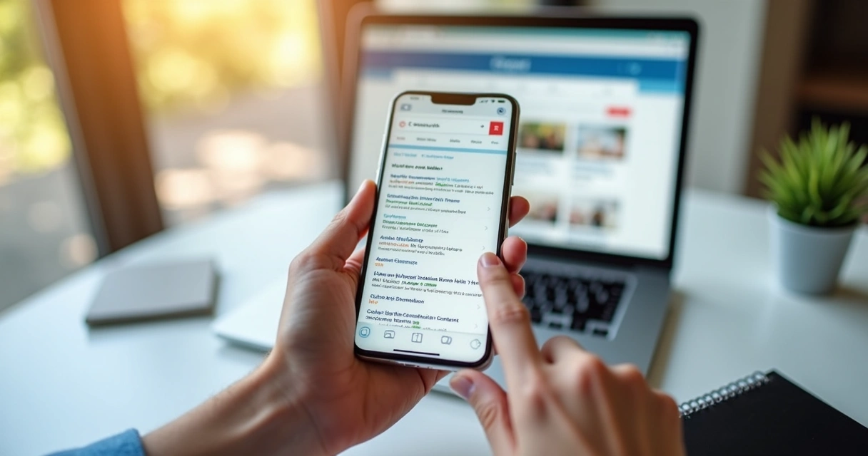 Pessoa visualizando conteúdo responsivo de SEO no celular 