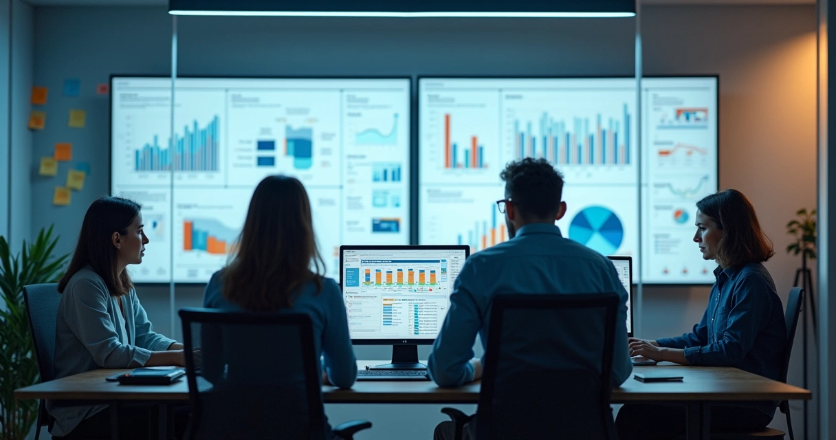 Pessoas produzindo conteúdo digital em um ambiente de trabalho tecnológico 