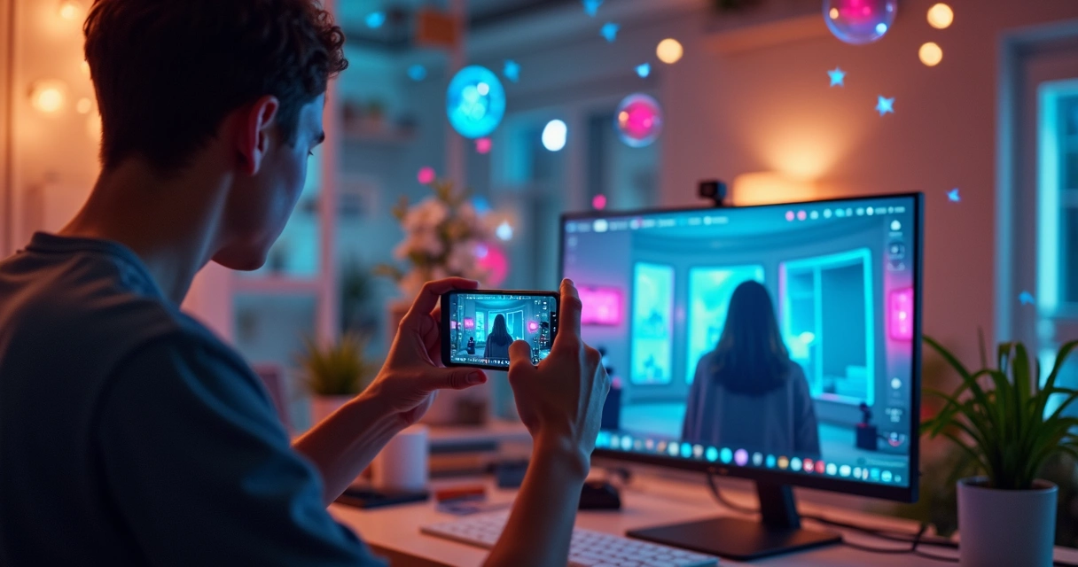 Gravação de vídeo viral para redes sociais com IA ativada 