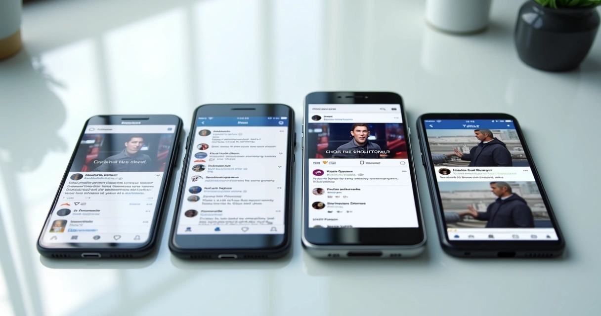 Telas de redes sociais mostrando posts virais comparativos 