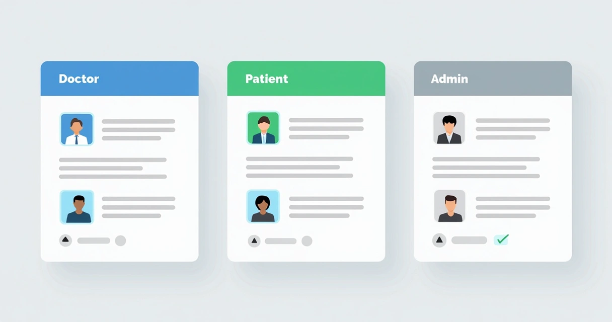 Response cards with role-specific formatting for doctor, patient, admin 