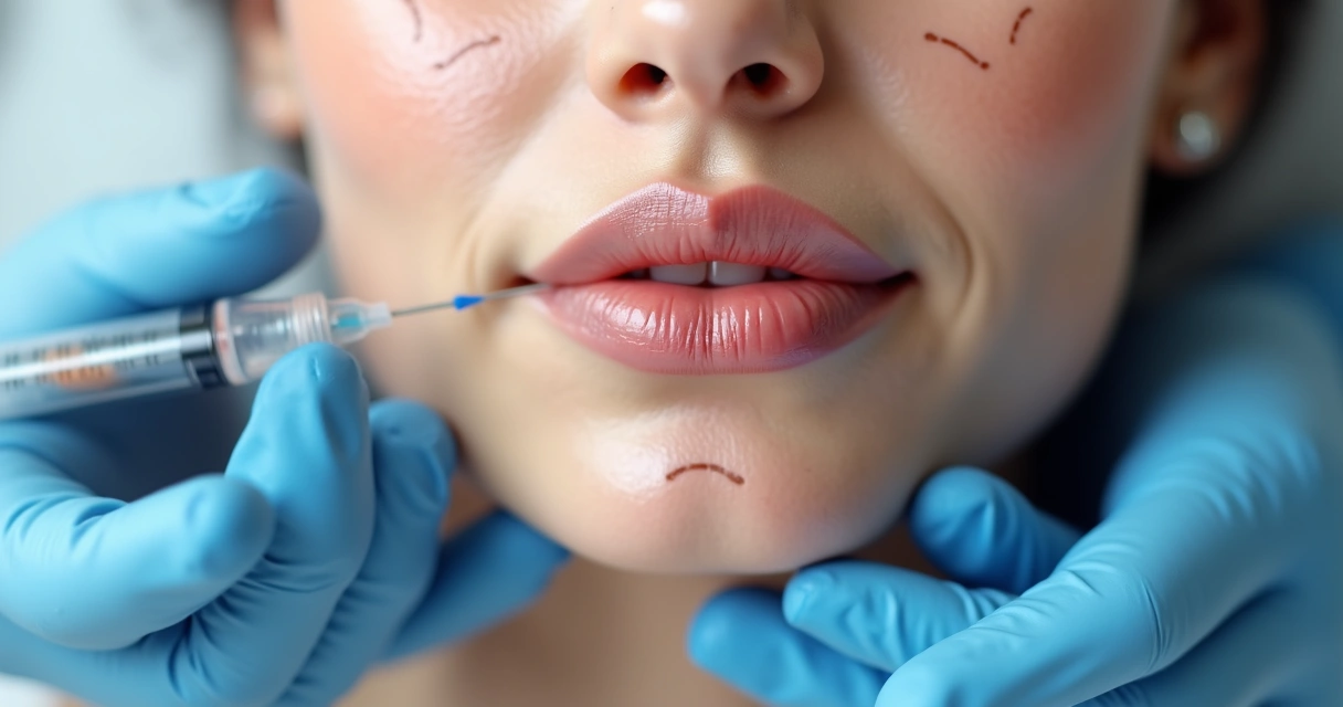 Região mandibular com demarcação para preenchimento estético 