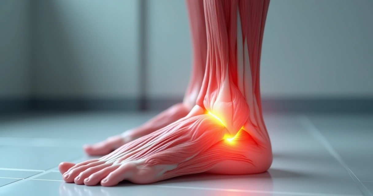Contração muscular visível na panturrilha de uma perna 