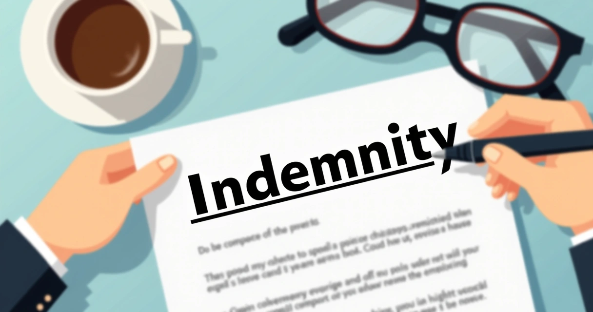 Closeup of contract with indemnity clause highlighted 