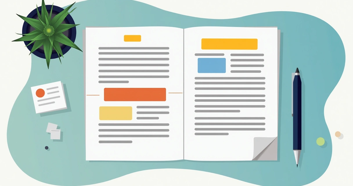 A contract document with key sections highlighted in color 