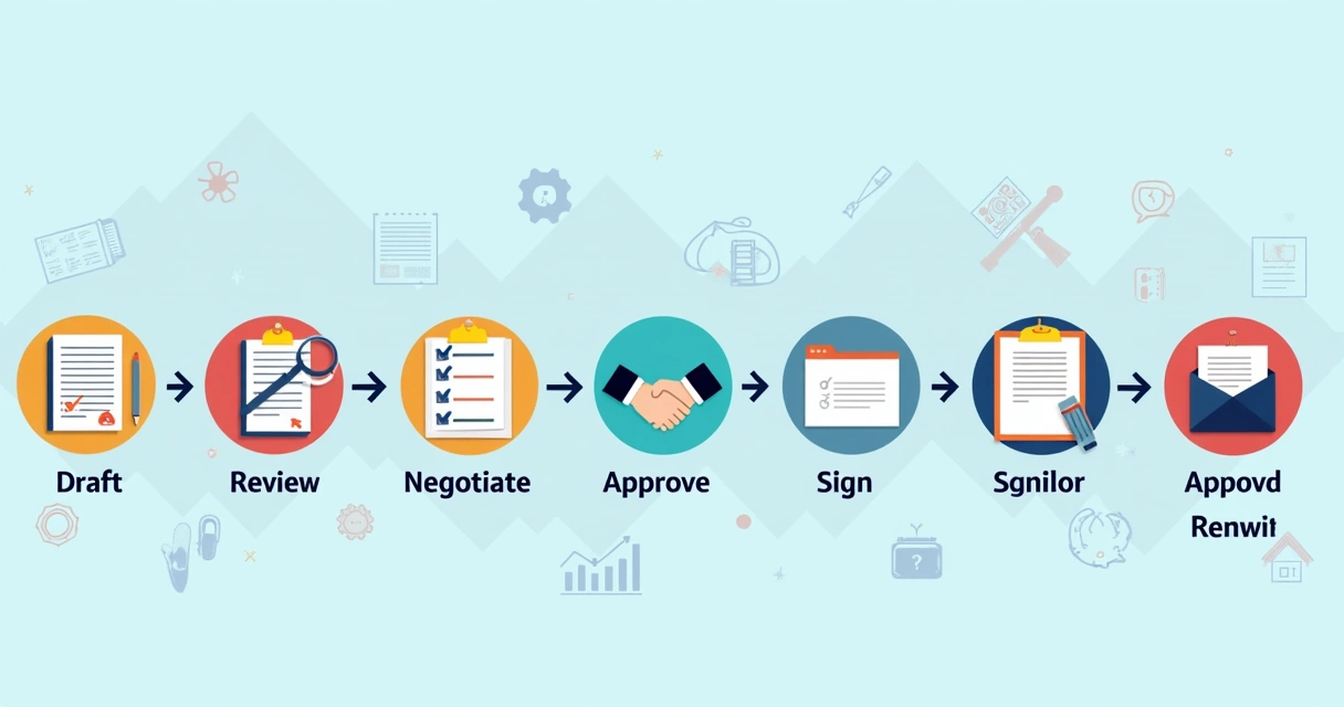 Visual diagram showing the contract lifecycle stages
