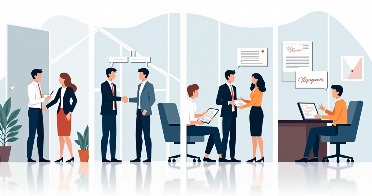 Different ways of forming a contract, including handshake, digital signing, and people talking