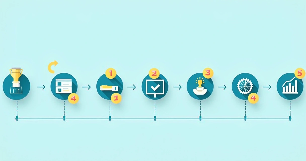 Stages of contract lifecycle management visualized with icons and progress line 