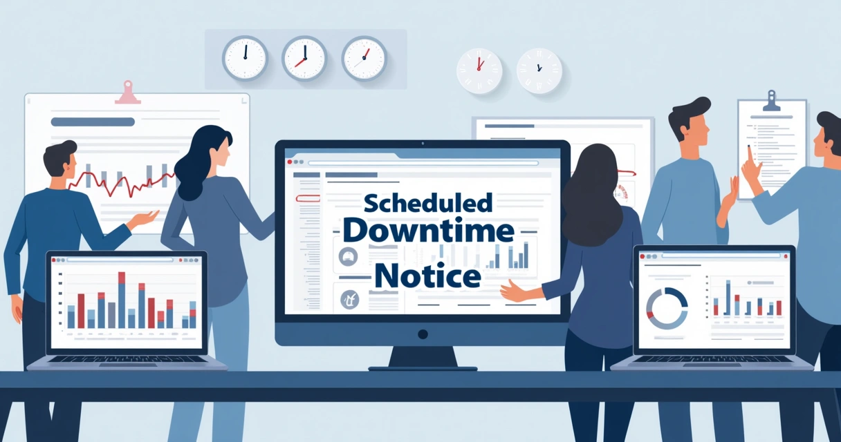 Digital workspace showing contract downtime notification 