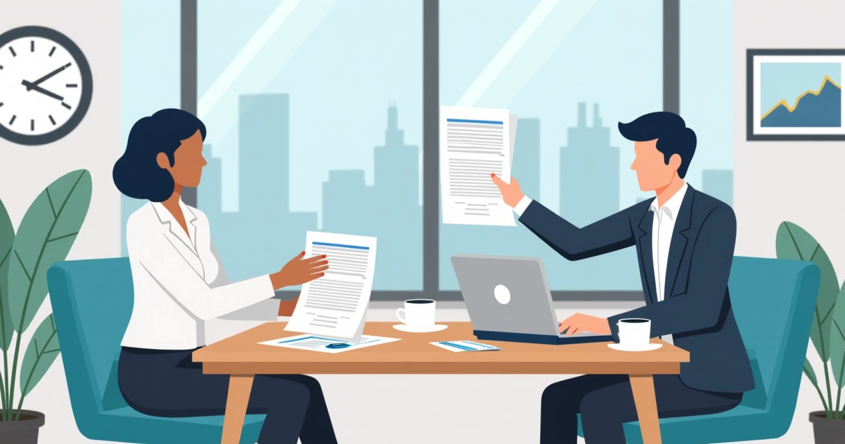 People reviewing contract documents with a highlighted penalty clause