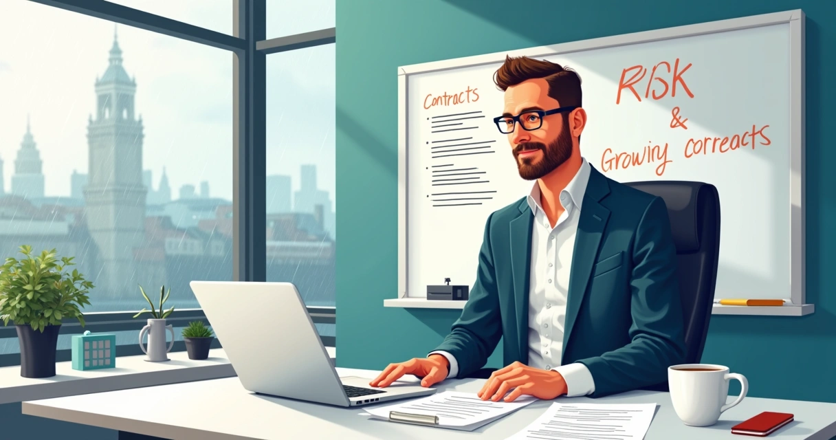 Startup founder reviews contract checklist at a desk