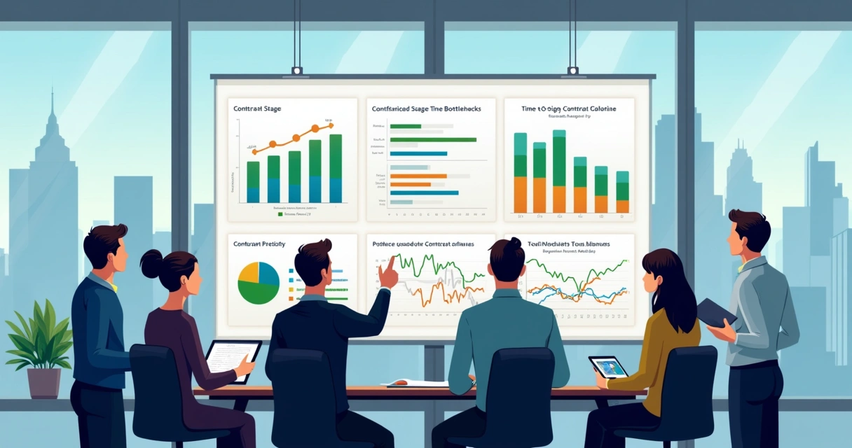 Team using dashboard to monitor contract timelines and deadlines