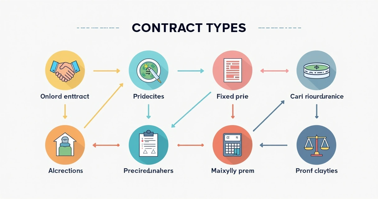 A chart mapping different contract types with icons representing each 
