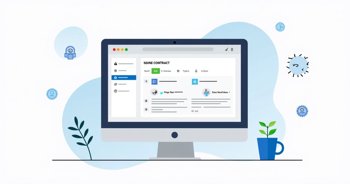 Dashboard showing automated contract workflow with status indicators