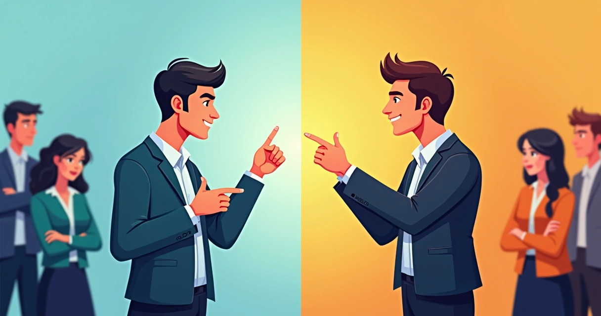 Split scene showing positive feedback and negative criticism 