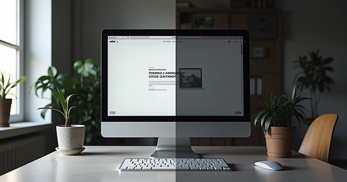 Comparação de exemplos de contraste de cores em um site 