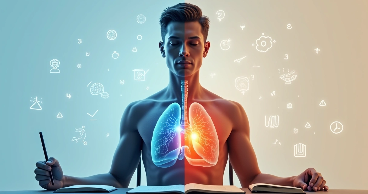 Ilustración realista de contraste entre mente analítica y percepción corporal